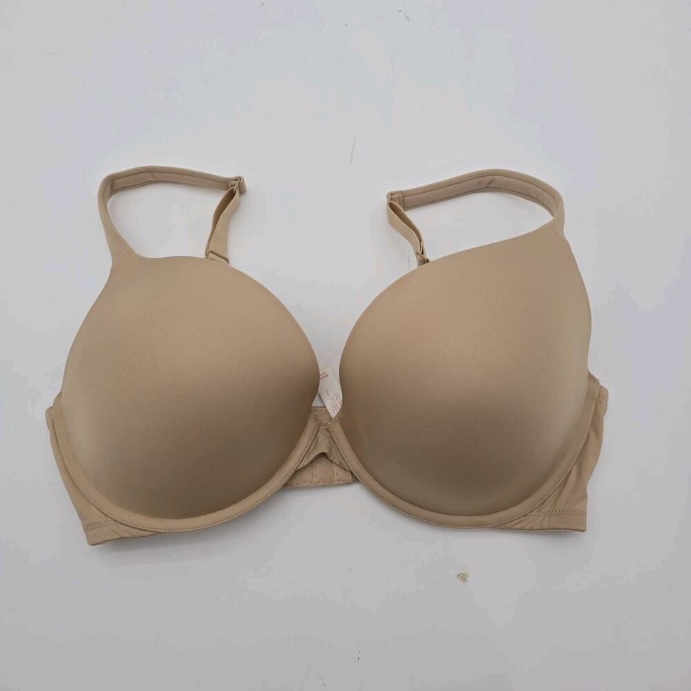 Cacique Bra 38DDD Nude Beige Coverage Underwire Padded Nylon Boost Plunge